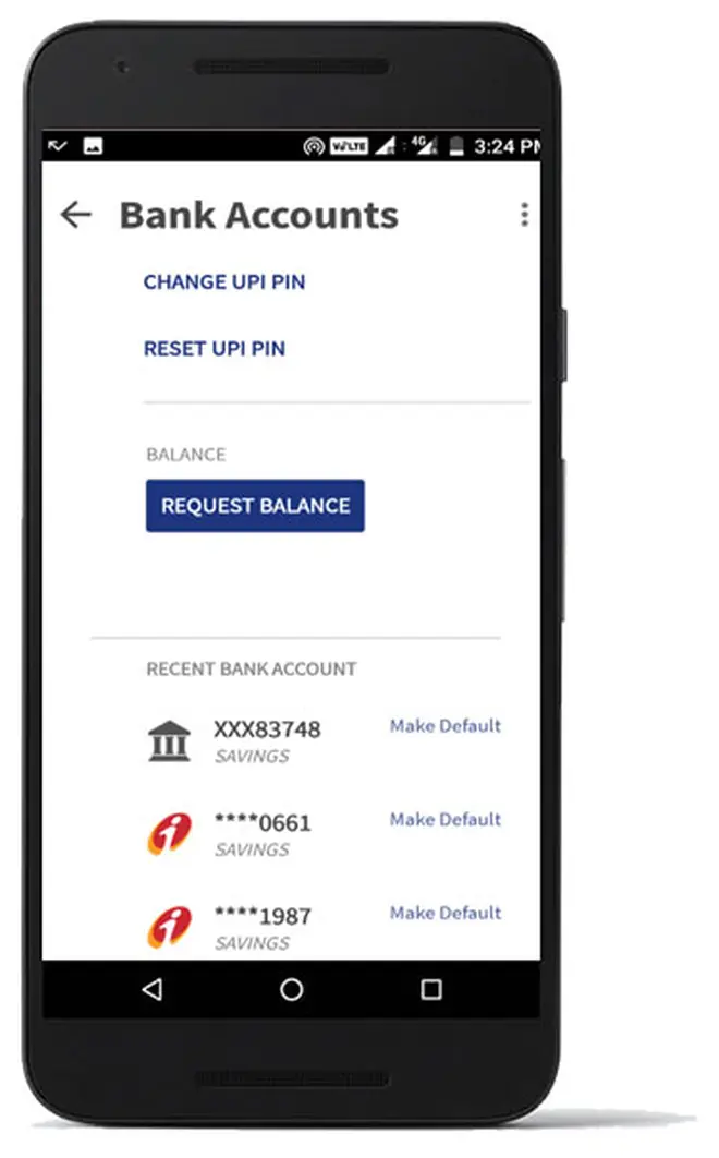 Bank account linked to UPI Bank account linked to UPI