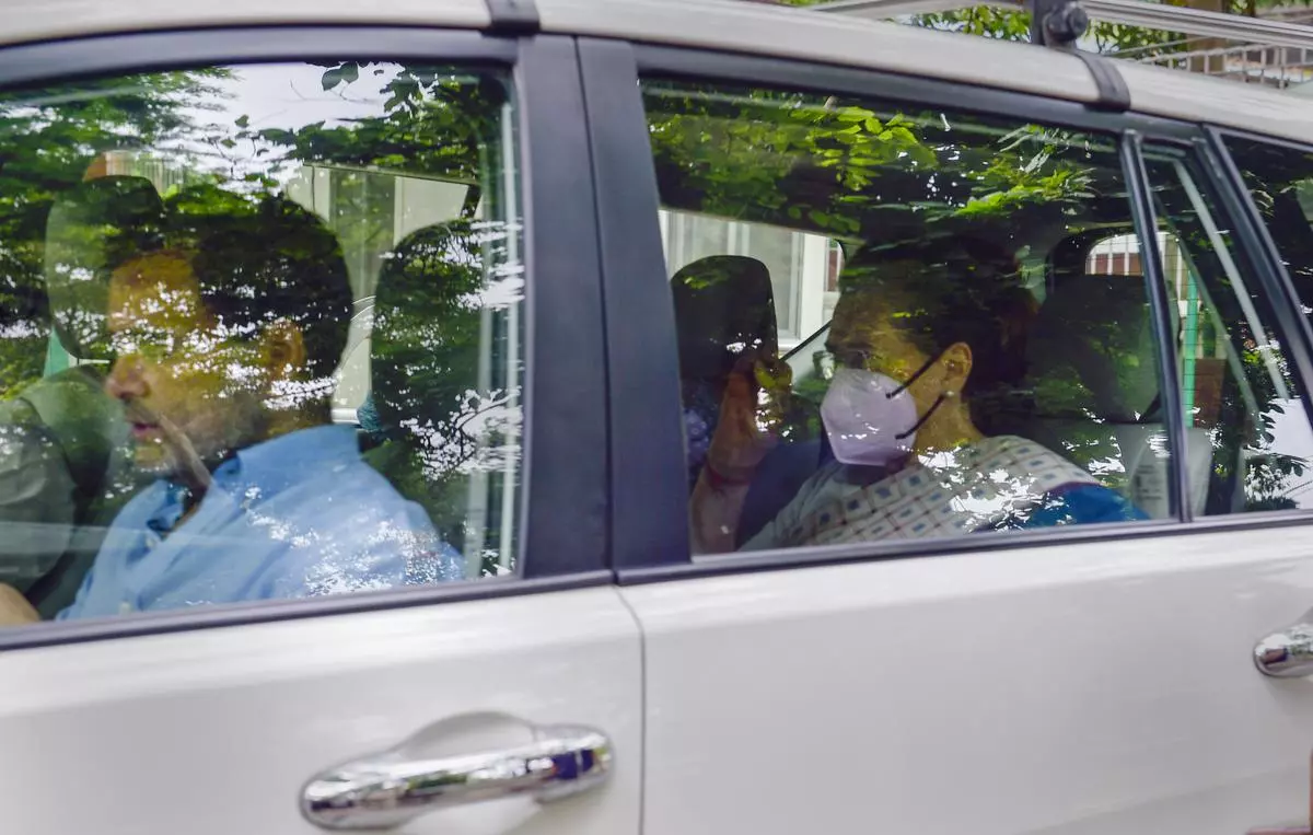 Congress President Sonia Gandhi leaves from her residence to appear before the Enforcement Directorate for questioning in connection with the National Herald case, in New Delhi, on  Wednesday