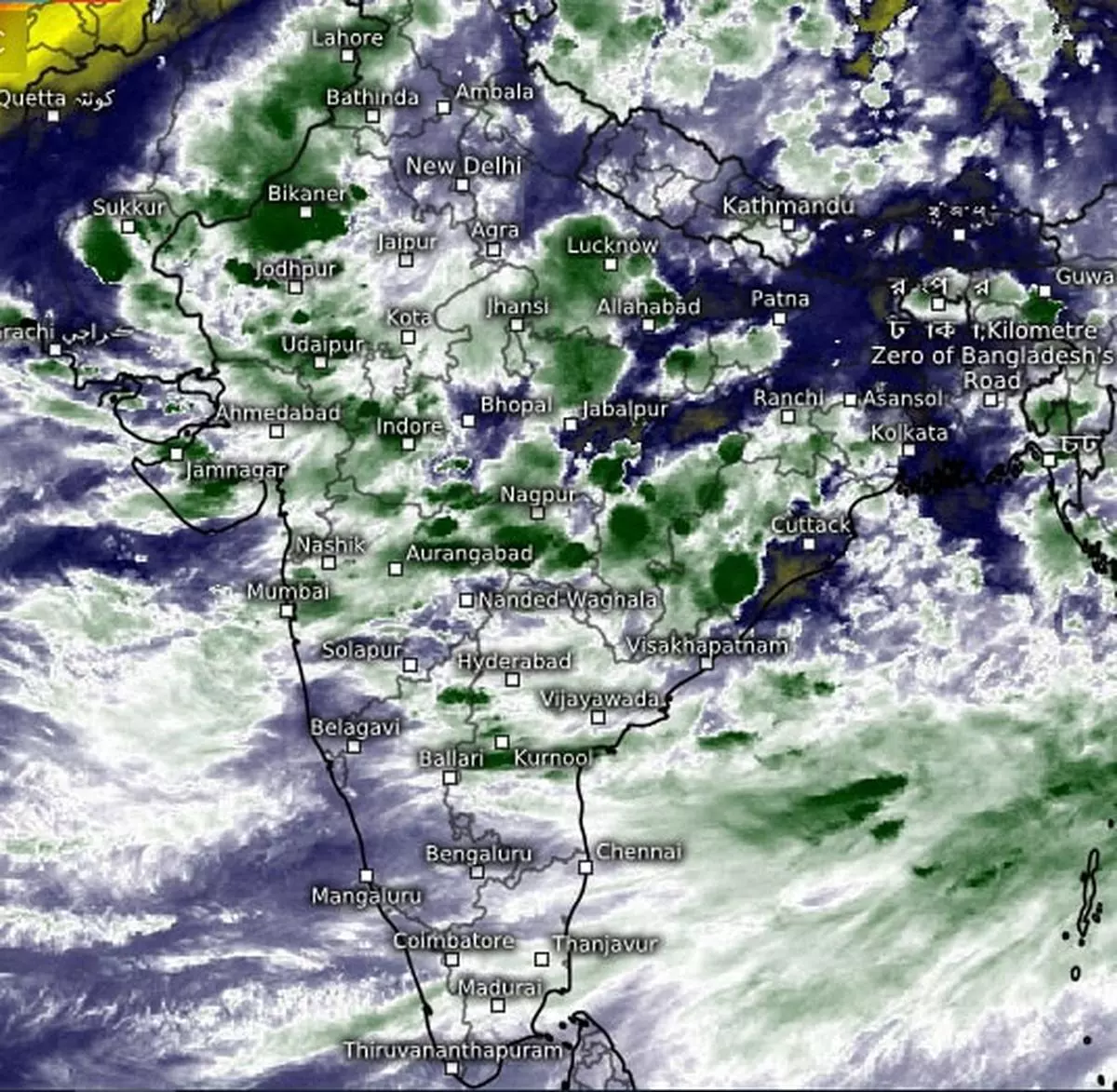 Water vapour map on Sunday evening showed monsoon moisture leaving the South Peninsula to Central India and North-West India even as a low-pressure area over the Bay of Bengal is expected to become a depression in next two days.