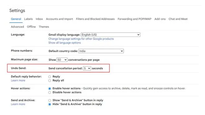 Gmail settings Gmail settings