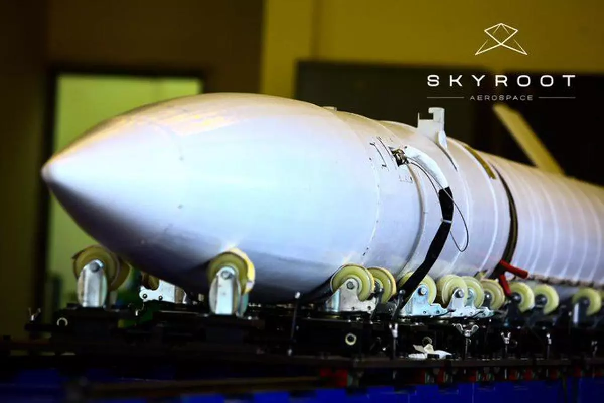 Catch a glimpse: Vikram-S at the rocket integration facility at Sriharikota, as it gets ready for the momentous day. 