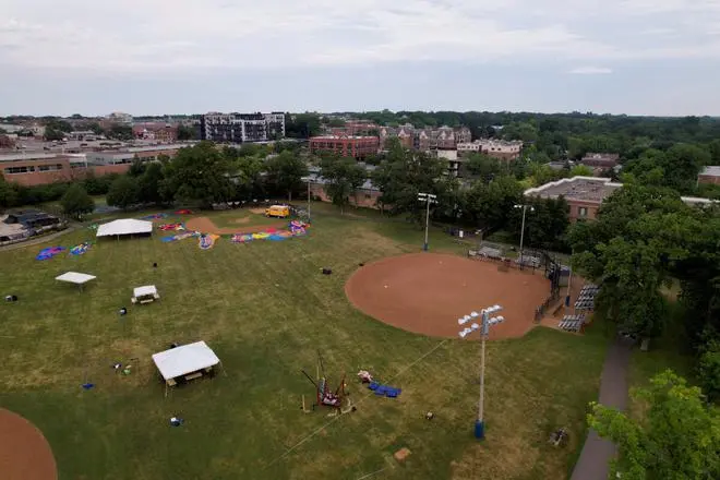 An aerial view of Sunset Park, after a mass shooting at a Fourth of July parade route in the Chicago suburb of Highland Park, Illinois, US, July 4, 2022. REUTERS An aerial view of Sunset Park, after a mass shooting at a Fourth of July parade route in the Chicago suburb of Highland Park, Illinois, US, July 4, 2022. REUTERS