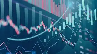 Financial stock market graph. Selective focus. Depicts TradingView financial market chart. istock photo for BL