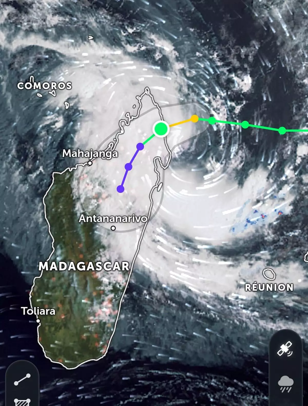Cyclone Cheneso strikes a pose off Madagascar on Thursday.