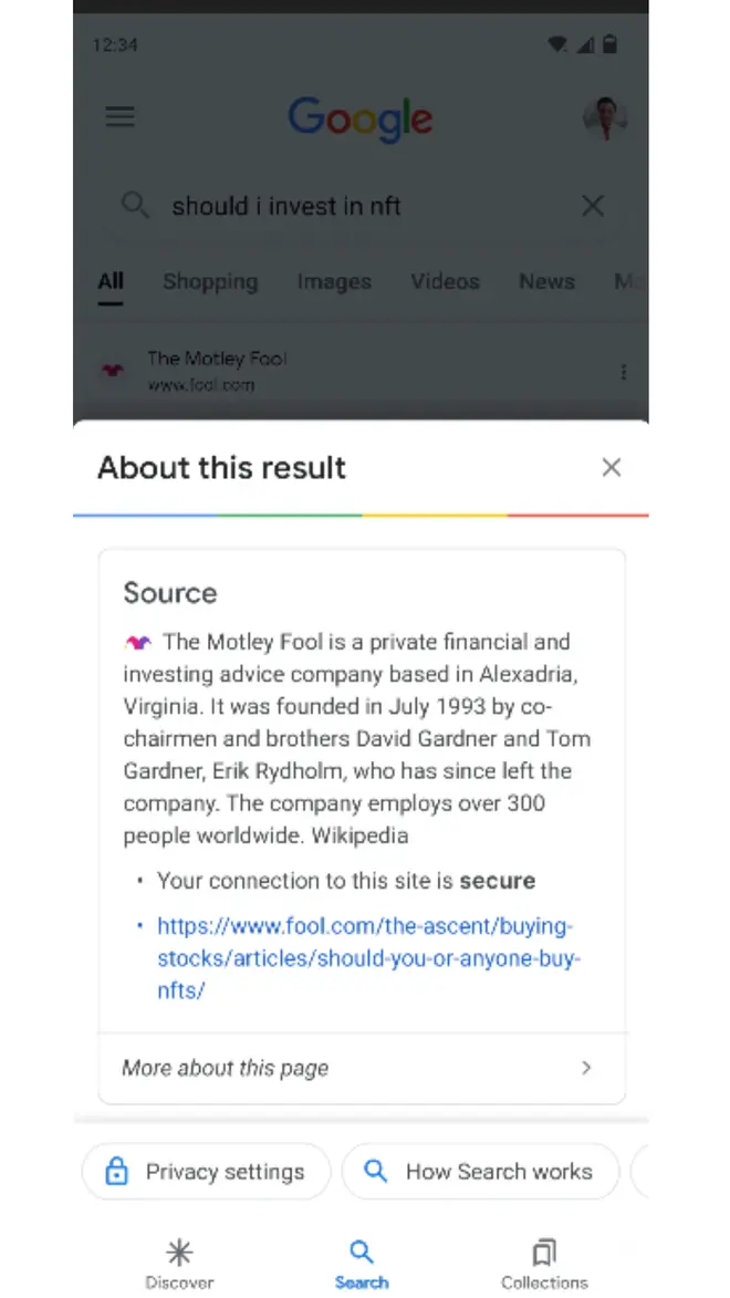 ‘About this result’ carousel ‘About this result’ carousel