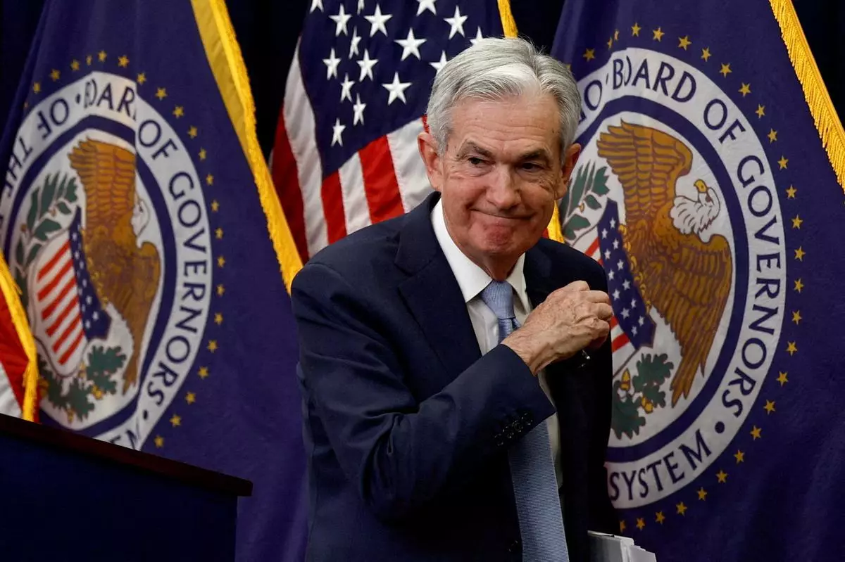 Federal Reserve Chair Jerome Powell at  a news conference in Washington
