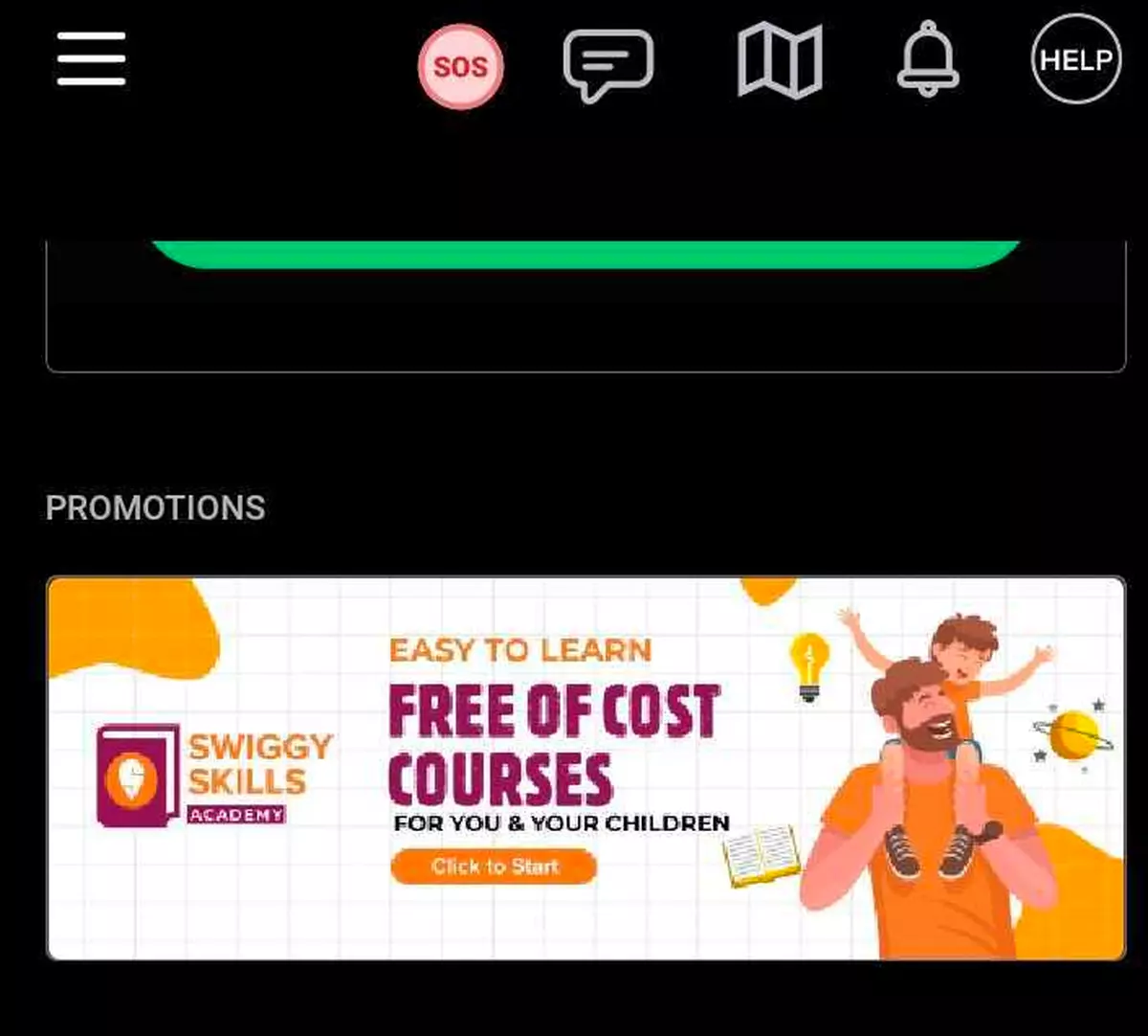 Swiggy Skills banner as seen on the Delivery executive’s app