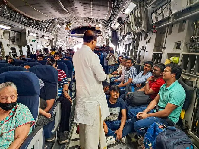Union MoS for External Affairs V. Muraleedharan sees off Indian nationals, evacuated from violence-hit Sudan under Operation Kaveri, as they depart for Mumbai Union MoS for External Affairs V. Muraleedharan sees off Indian nationals, evacuated from violence-hit Sudan under Operation Kaveri, as they depart for Mumbai
