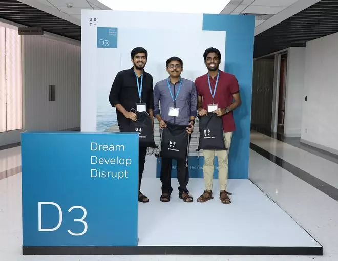 Team Genesis won the third prize at UST’s D3CODE hackathon event in Thiruvananthapuram. 