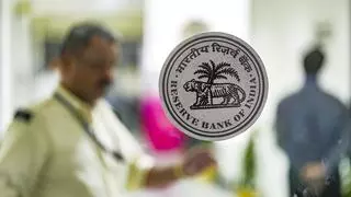 Mumbai: Reserve Bank of India (RBI) logo seen on the doors of an office at RBI headquarters, in Mumbai, Wednesday, Feb. 8, 2023. (PTI Photo/Shashank Parade)(PTI02_08_2023_000134A)