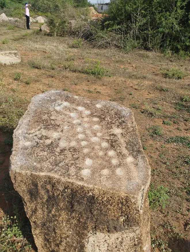 A depiction of star formation on one of the several stones at the Menhir site at Mudumal in Telangana