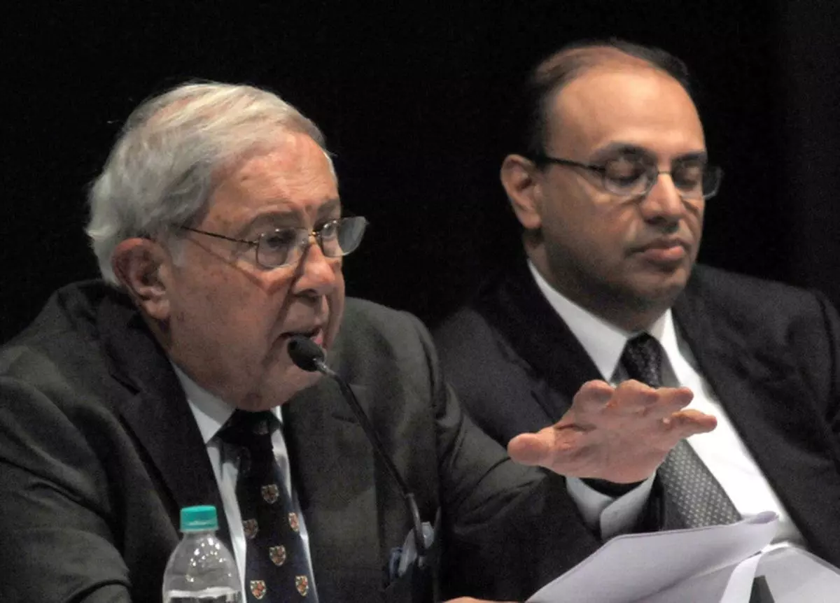 Pricing woes: Yusuf K. Hamied, Chairman, Cipla, with Subhanu Saxena,  Managing Director and Global CEO, at the company's AGM, in Mumbai on Thursday. — Paul  Noronha