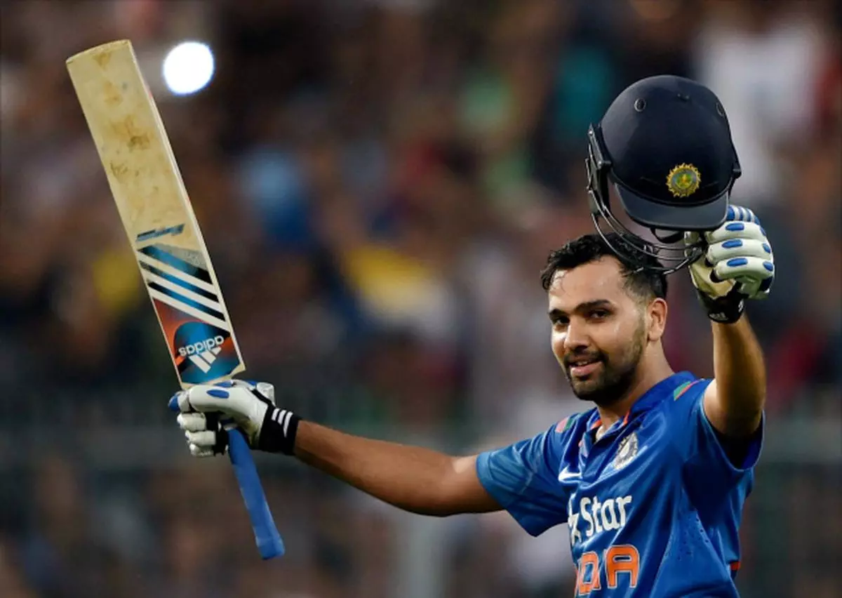 Record shot: Rohit Sharma made history at Eden Gardens Kolkata by becoming the first player to hit two double centuries in ODIs. Photo: Swapan Mahapatra