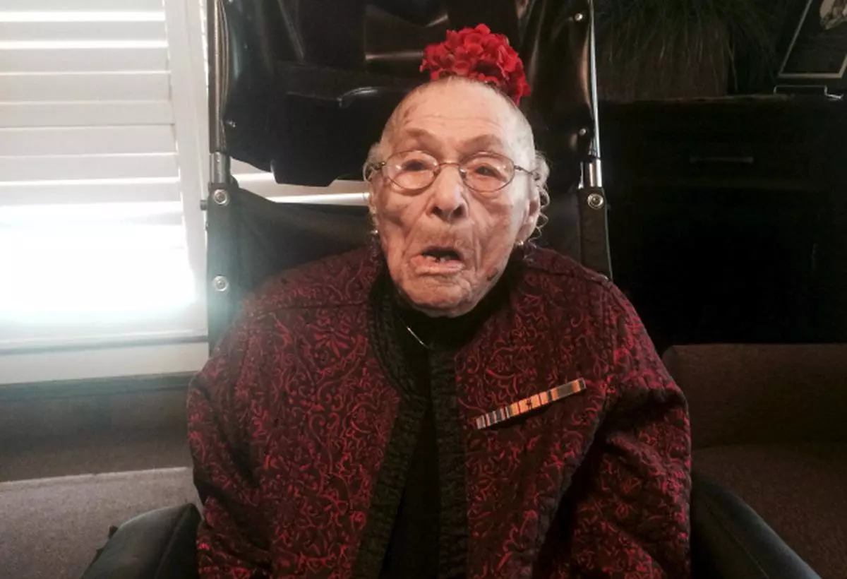File photo of Gertrude Weaver from Arkansas, who became the World's oldest person on April 01, 2015, died on April 07, 2015.
