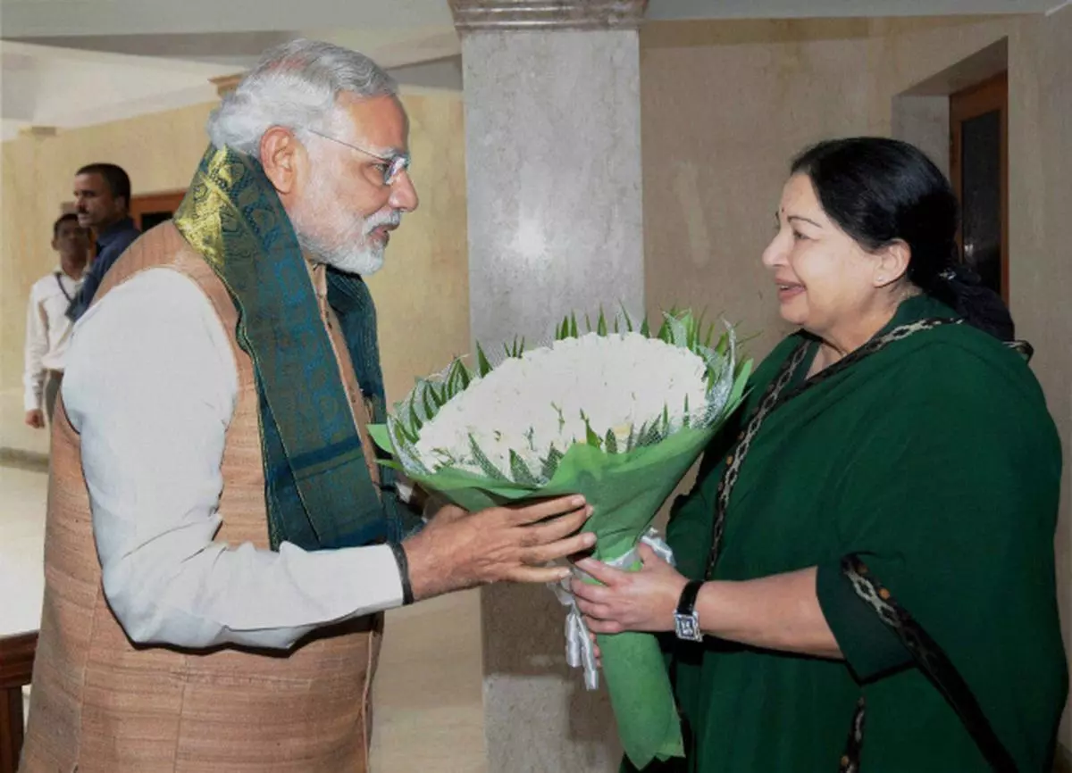 Lotus and leaves: Tamil Nadu Chief Minister J Jayalalithaa’s continuing bonhomie with the Narendra Modi-led ruling NDA has given rise to speculations of a likely poll alliance between the AIADMK and BJP, although this entails the risk of alienating minority votes.