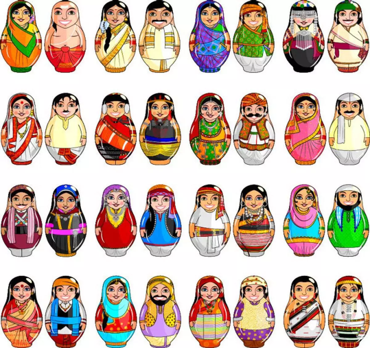 Different states dressing style drawing. Indian people | Traditional dresses  of Indian states - YouTube