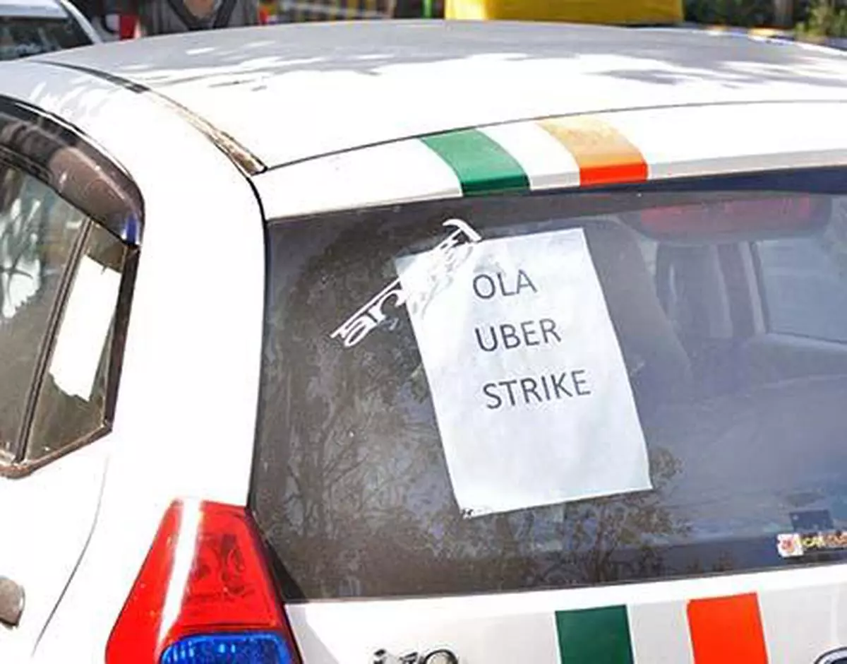 A file photo of Ola and Uber drivers on strike.