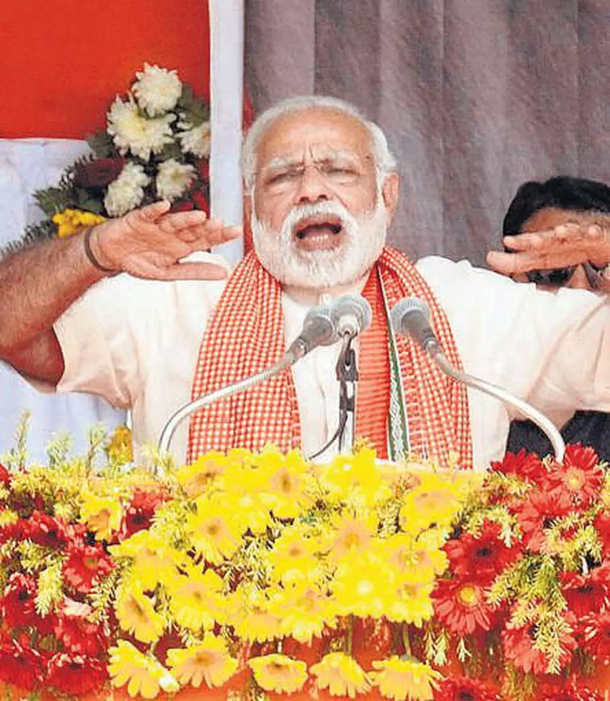 Prime Minister Narendra Modi addresses an election rally inMirzapur, on Friday PTI