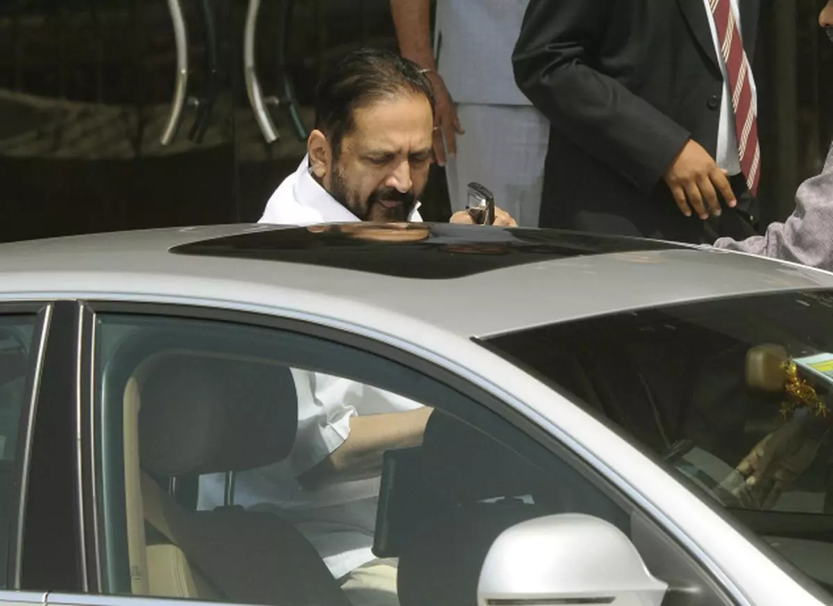 The Commonwealth Games Organising Committee, Mr Suresh Kalmadi, arriving at the Central Bureau of Investigation headquarters in New Delhi, in connection with alleged irregularities in the conduct of Queen’s Baton Relay (QBR) held at London in 2009. -- V.V.Krishnan
