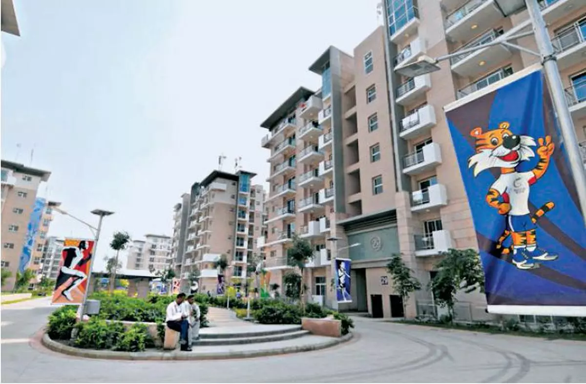 The residential wings of the Commonwealth Games village in New Delhi.