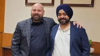 Travis Coates, COO of Swedish firm Transcom and Amandeep Singh Arora, head of Transcom India Travis Coates, COO of Swedish firm Transcom and Amandeep Singh Arora, head of Transcom India