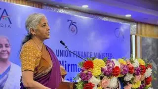 Finance Minister Nirmala Sitharaman addresses members of the Institute of Chartered Accountants of India in Patna. Finance Minister Nirmala Sitharaman addresses members of the Institute of Chartered Accountants of India in Patna.