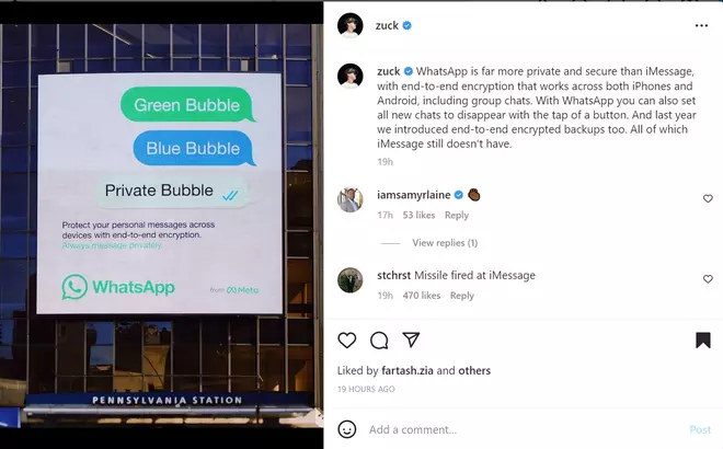 Mark Zuckerberg takes a dig at Apple’s iMessage