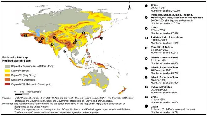 Seismic risk hotspots of Asia and the Pacific and associated deadly events Seismic risk hotspots of Asia and the Pacific and associated deadly events