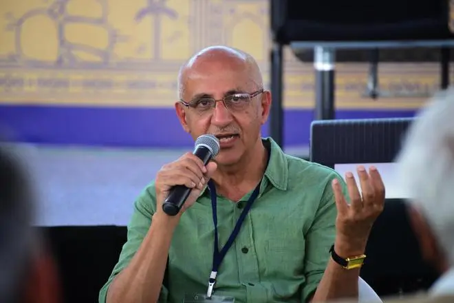 Harsh Mander speaking at the Hyderabad Literary Festival 2017 at HPS in Hyderabad. (KVS Giri) Harsh Mander speaking at the Hyderabad Literary Festival 2017 at HPS in Hyderabad. (KVS Giri)