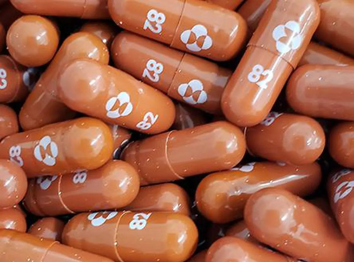 FILE PHOTO: An experimental COVID-19 treatment pill called molnupiravir being developed by Merck &amp; Co Inc and Ridgeback Biotherapeutics LP, is seen in this undated handout photo released by Merck &amp; Co Inc and obtained by Reuters May 17, 2021. Merck &amp; Co Inc/Handout via REUTERS/File Photo