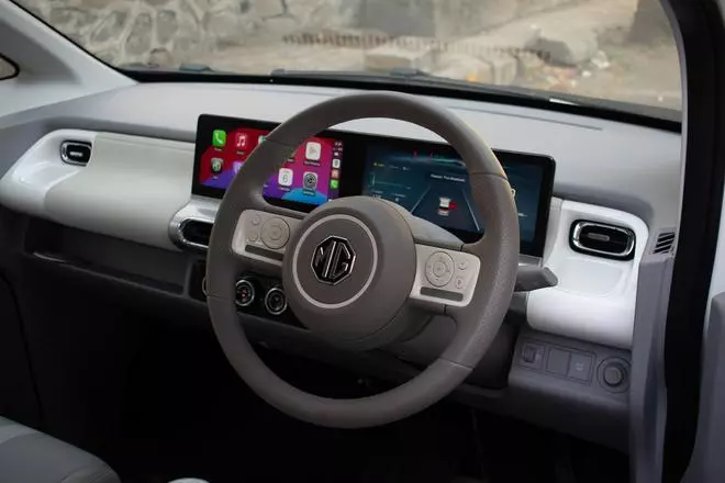 Chic and smart: With sleek controls, the dashboard houses two sizeable screens: an infotainment unit (touchscreen) and a driver display