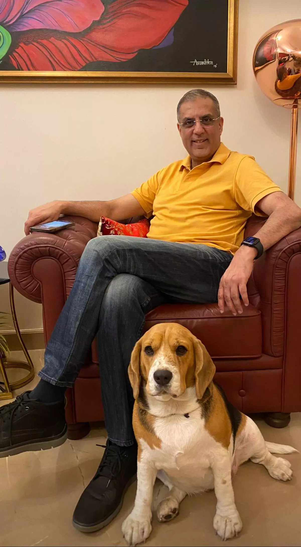 Alok Tandon, CEO, INOX Leisure Ltd with his pet, Nugget