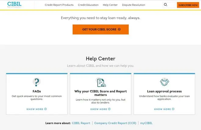 CIBIL website CIBIL website