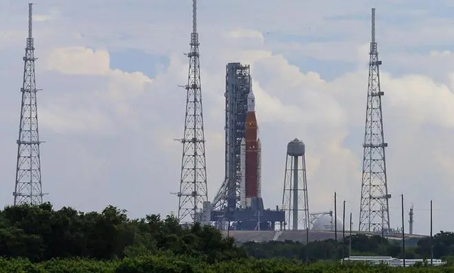 ASA’s next-generation moon rocket, the Space Launch System (SLS) , with its Orion crew capsule on top, sits on the pad after the launch of the Artemis I mission was scrubbed, at Cape Canaveral, Florida, US, August 29, 2022. REUTERS ASA’s next-generation moon rocket, the Space Launch System (SLS) , with its Orion crew capsule on top, sits on the pad after the launch of the Artemis I mission was scrubbed, at Cape Canaveral, Florida, US, August 29, 2022. REUTERS