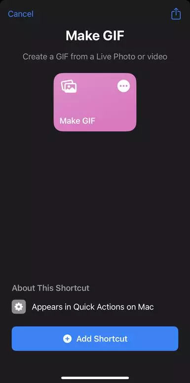 Make a GIF from a video using quick action