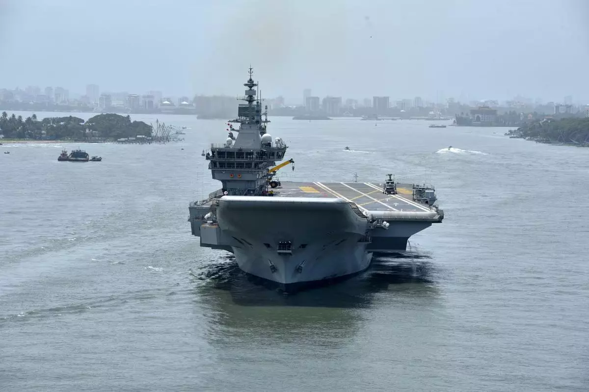 INS Vikrant during sea trials on July 10, 2022