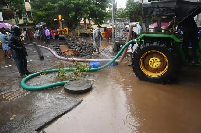 GCC team dug up roads in low lying areas to drain stagnant water