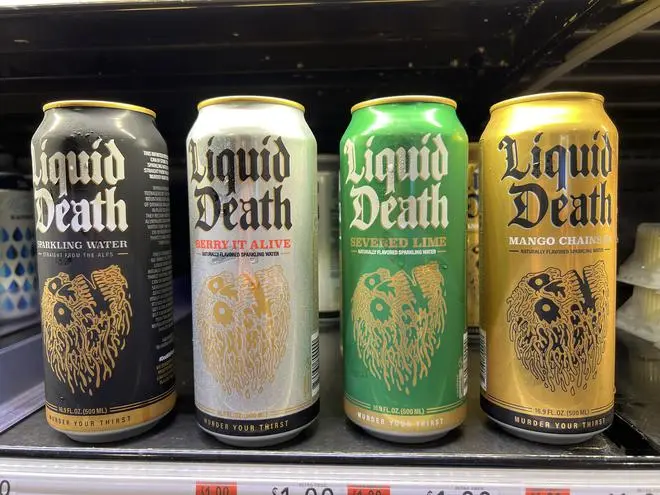 Cans of ‘Liquid Death’ Cans of ‘Liquid Death’