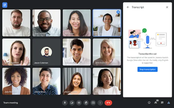 Google Meet transcription feature Google Meet transcription feature