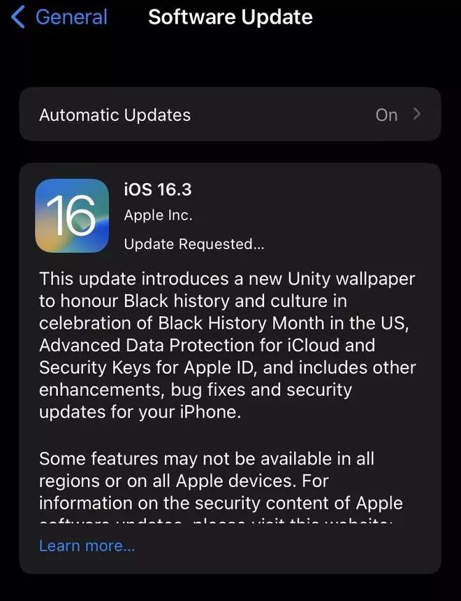 iOS 16.3 update.
