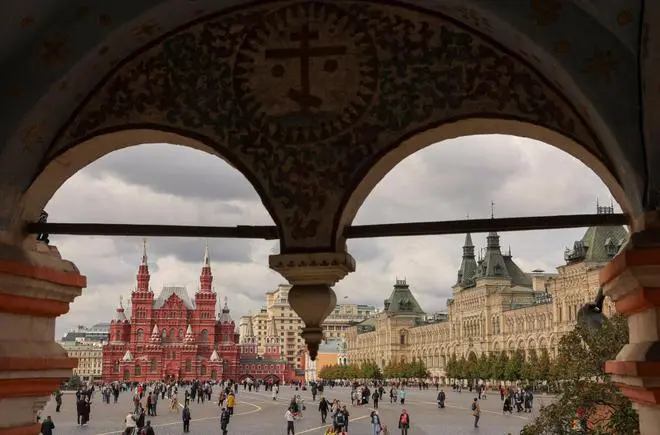 People walk in Red Square near the State Historical Museum and the State Department Store, GUM, in central Moscow, Russia September 21, 2022. REUTERS People walk in Red Square near the State Historical Museum and the State Department Store, GUM, in central Moscow, Russia September 21, 2022. REUTERS