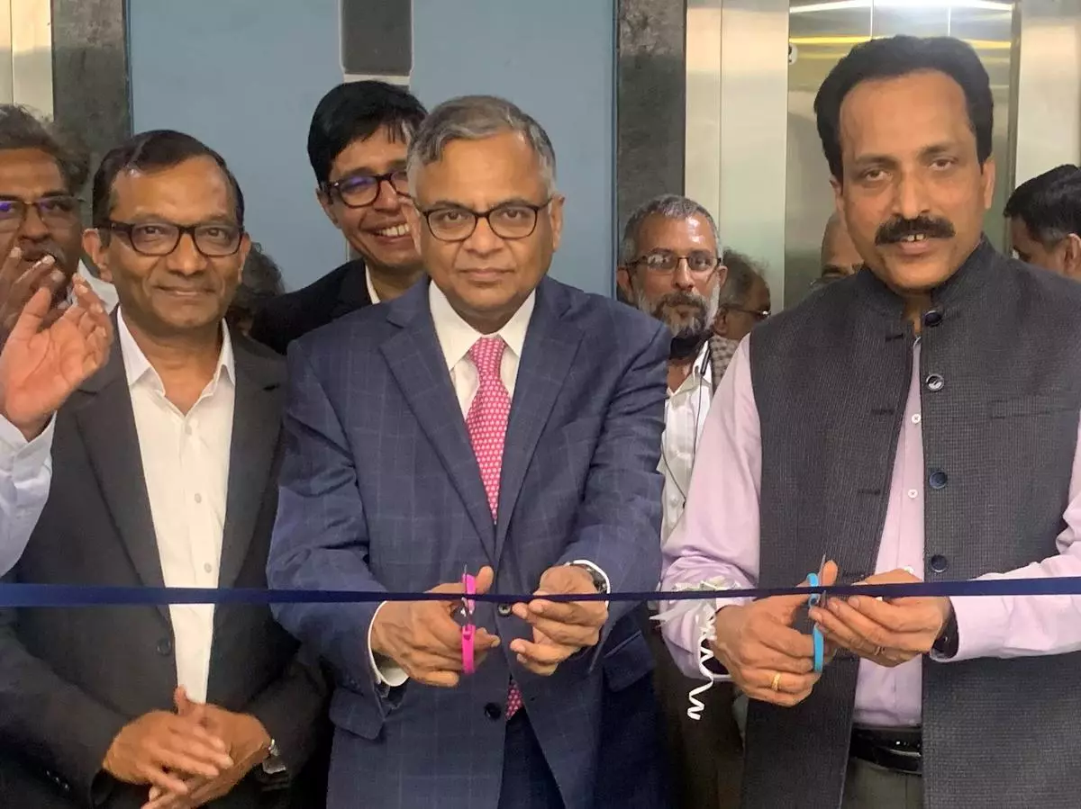 N chandrasekaran, Chairman, Tata Sons, and ISRO Chairman S Somanath inaugurating Agnikul Cosmos’ Rocket Factory-1 at the IIT Madras Research Park 