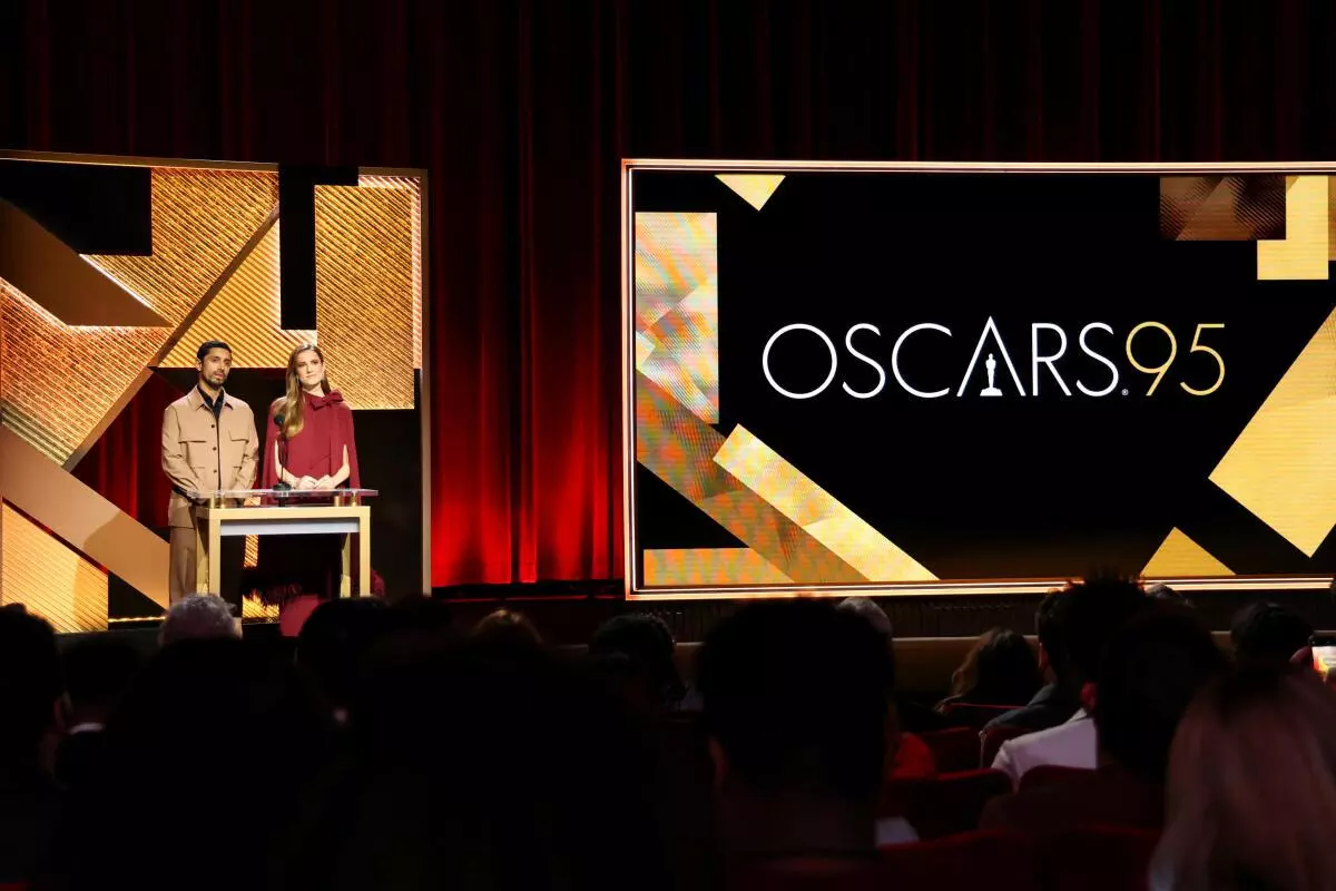 Actors Riz Ahmed and Allison Williams host the announcement of the 95th Oscars Nominations in Beverly Hills, California, US, January 24, 2023. REUTERS