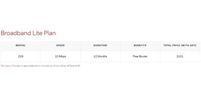 Airtel Xtreme Fiber broadband lite plan Airtel Xtreme Fiber broadband lite plan