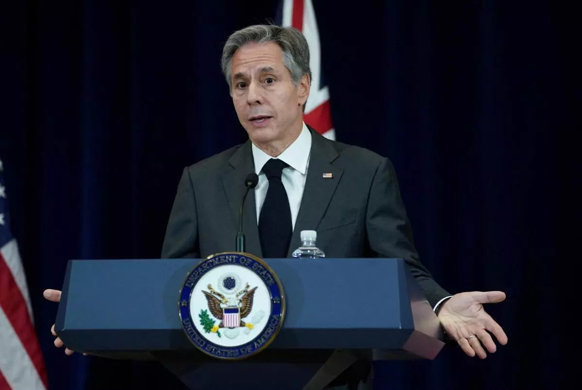 US Secretary of State Antony Blinken speaks during a news conference at the 32nd annual Australia-US Ministerial (AUSMIN) consultations at the State Department in Washington, US, December 6, 2022. REUTERS