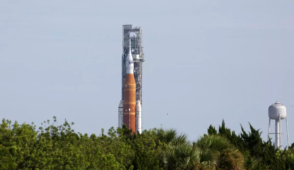 The Artemis I unmanned lunar rocket sits on the launch pad at the Kennedy Space Center in Cape Canaveral, Florida, on August 23, 2022