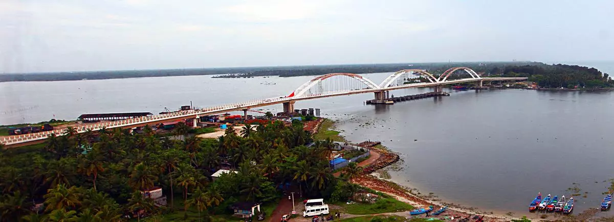 Newly opened Valiazheekal bridge connecting Kollam-Alappuzha as part of Kerala’s coastal highway project. 