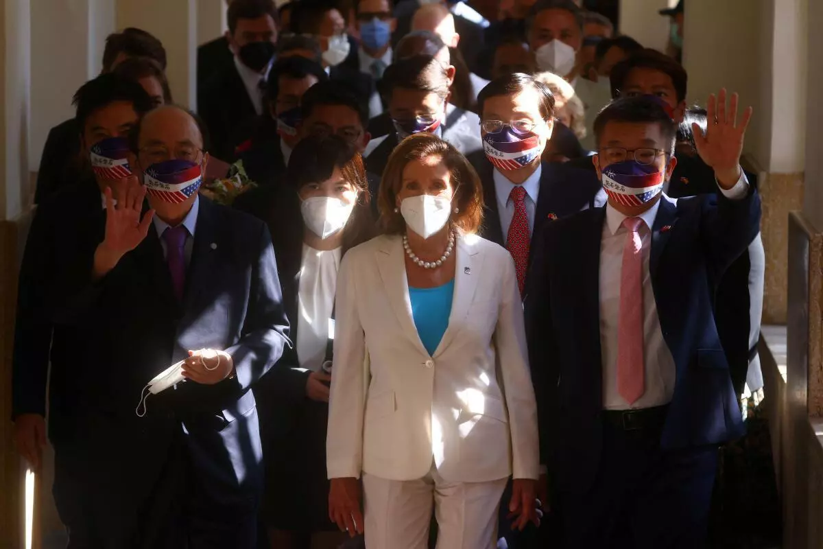 US House of Representatives Speaker Nancy Pelosi during her visit to the Parliament in Taipei, Taiwan on August 3, 2022
