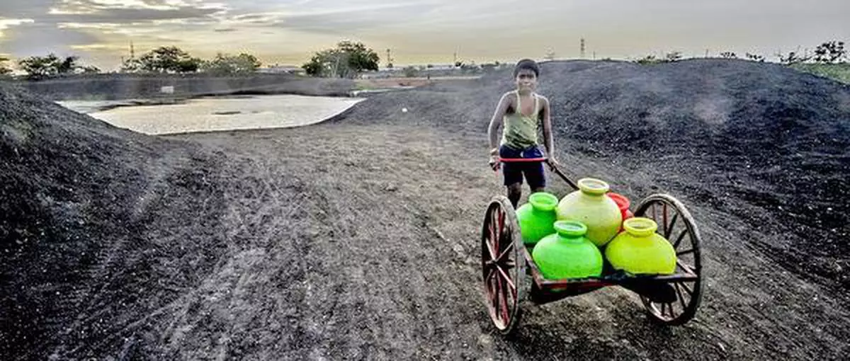 In dire straits  This August 2017 picture shows a boy from the northern Karnataka village of Bhairanahatti, Hubballi district, fetching water from a pond. Farmers here have been staging  protests for more than a year demanding that Goa share waters of the Mahadayi
