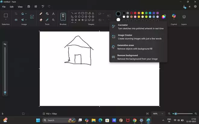 Fun features like Cocreator helps you transform your sketches in Paint into finished art in real-time